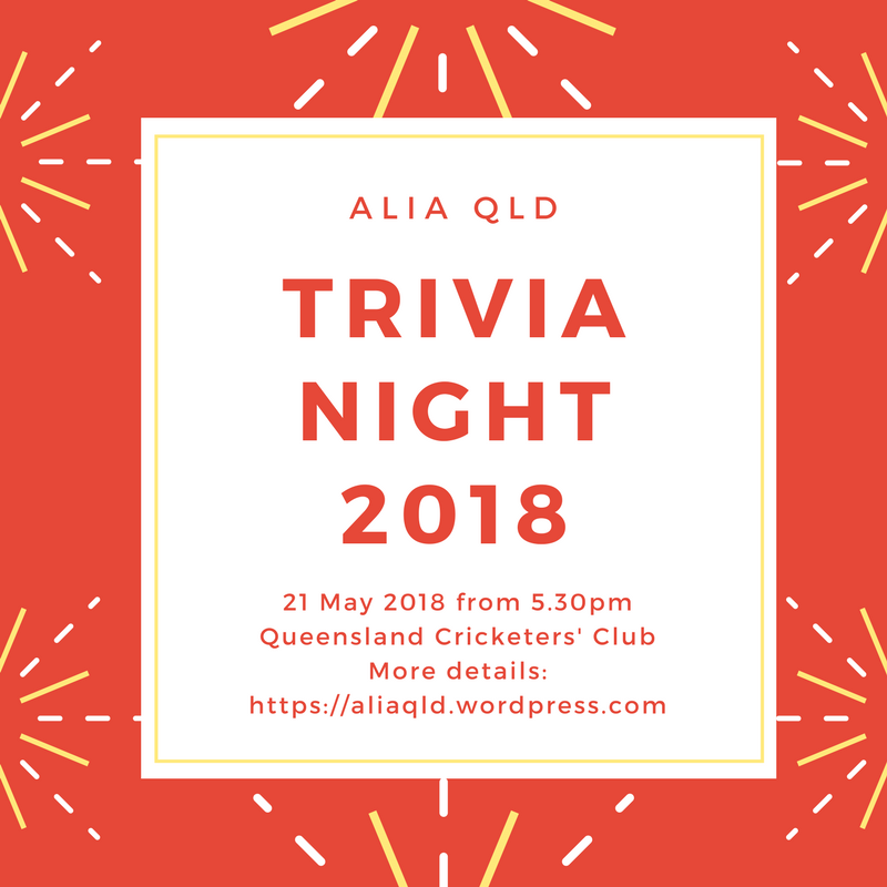 ALIA QLD trivia night 2018 poster